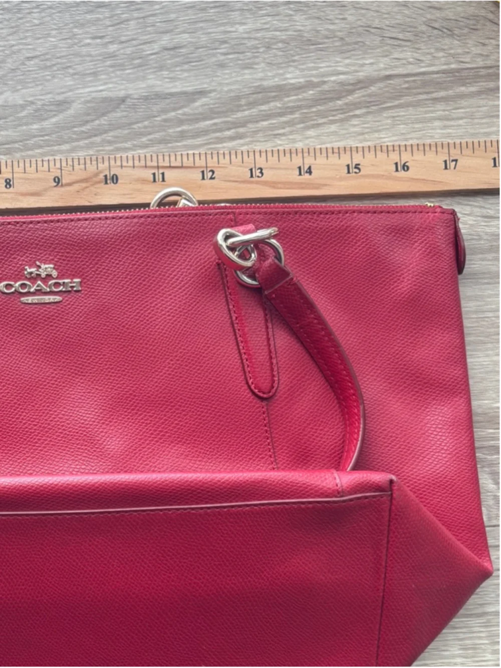 Coach Red Leather Double Strap Hand Bag Tote Bag Classic Career Luxury - Picture 7 of 11